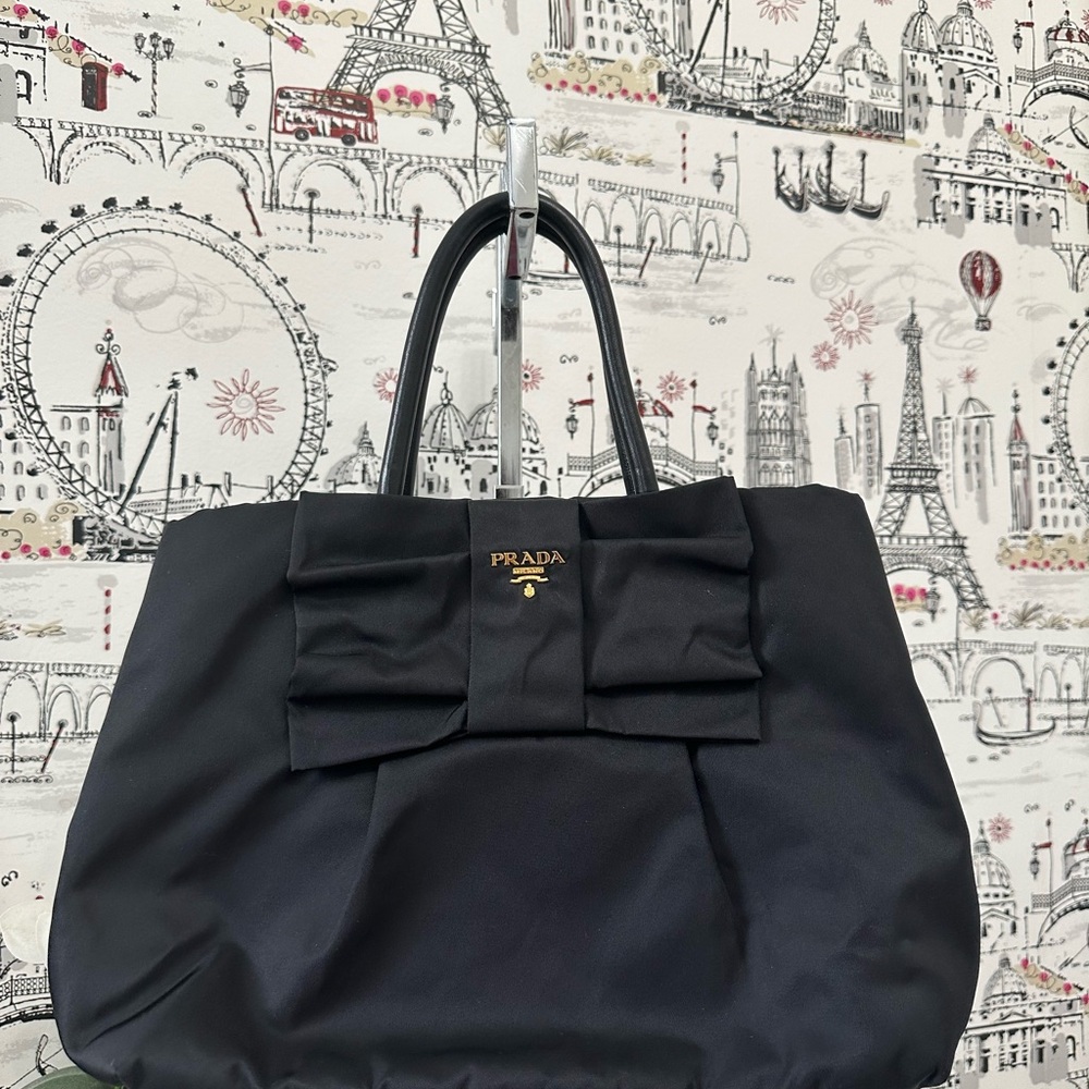 Prada Black Tote with Bow Accent with authenticity card